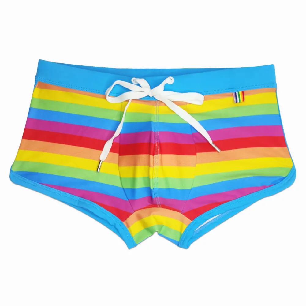 Sexy Men Swimwear RainBow Summer Swimsuit Kids Surf Man Trunks Push-up Beach Low-Waist Pride Day Gay Swim Bathing-Pants surfing