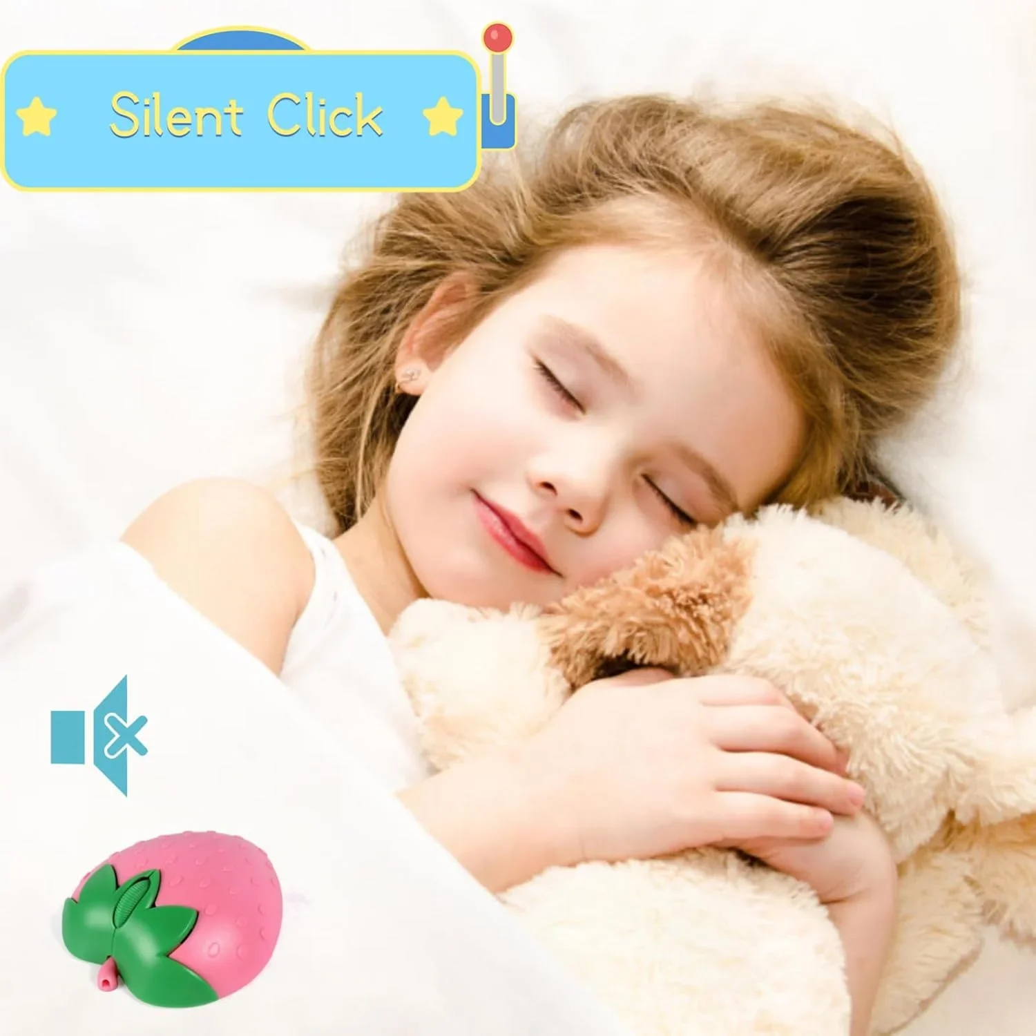 

Cute Strawberry Wireless Silent Mouse 2.4G & Bluetooth Dual Mode 3D Kawaii Mini Mice for Girls Kids Laptop Desktop