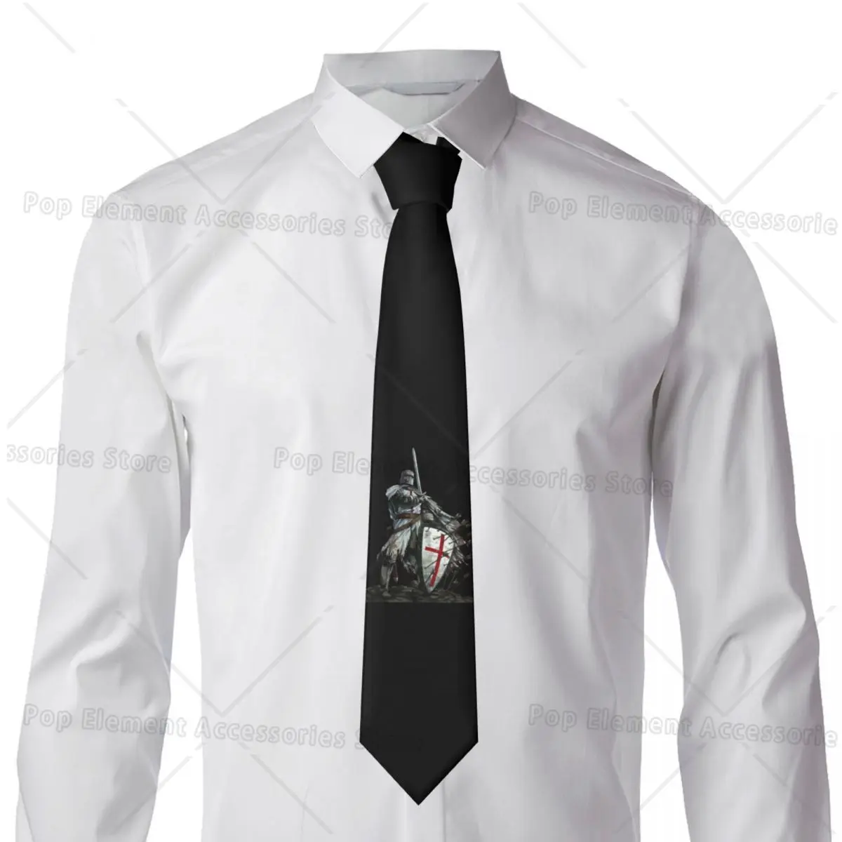 Fashion Knights Templar Warrior Neck Tie for Party Customized Men Medieval Templar Shield Cross Neckties