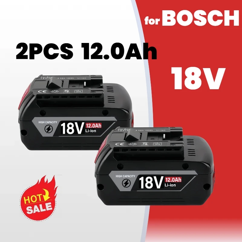 

New 18V 12Ah Rechargeable Li-Ion Battery for Bosch Power Tool, 12000mah Portable Replacement for BOSCH 18V Battery BAT609