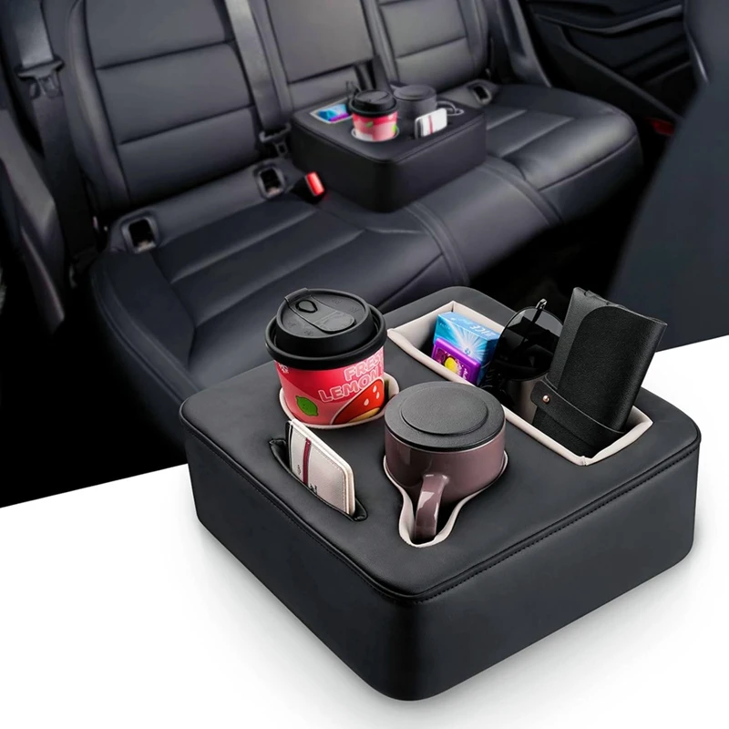 Backseat Cup Holder For Car, PU Cup Holder For Couch Sofa Bed, Car Cup Holder For Back Seat Tray Organizer