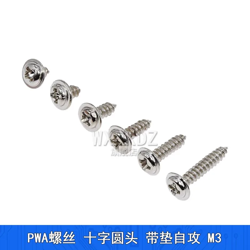 

【100pcs】M3 PWA Cross Recessed Round Head Self-Tapping Screws with Washer