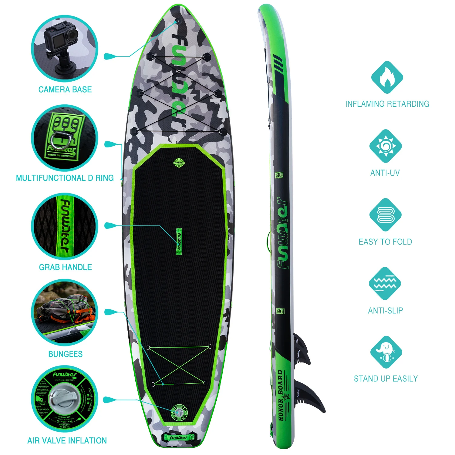 Tablero de Paddleboard inflable de pie, diseño OEM duradero, superventas en la UE, accesorio SUP Popular, gran oferta, 2024