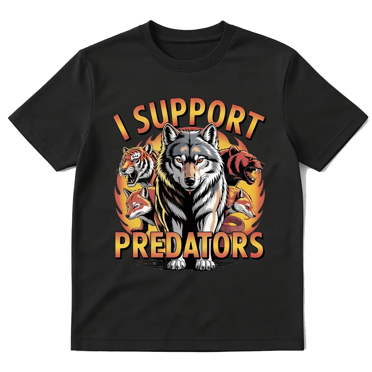 I Support Predator Funny Meme Tiger Graphic T-shirts Women FashioShort Sleeve Oversized T-shirt Streetwear