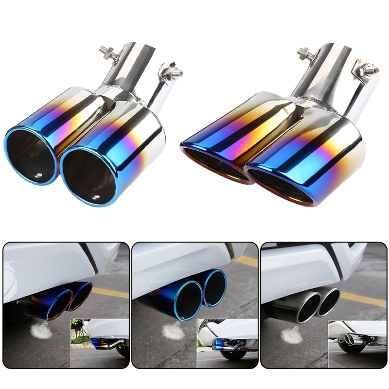 

Auto Car Exhaust Muffler Tip Pipe Stainless Steel Chrome Trim Rear Tail Throat Car Turbine Exhaust Pipe