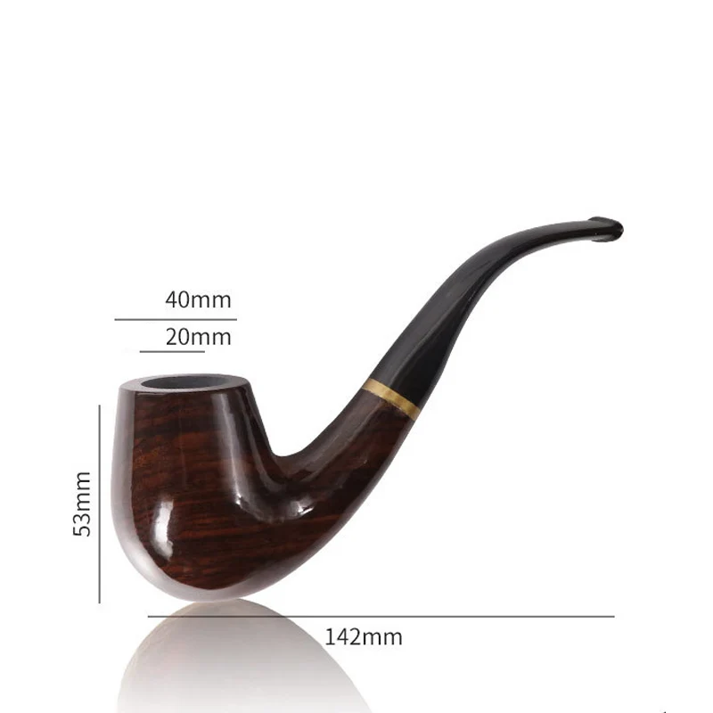 New 9MM Filter Solid Wood Dry Pipe Smoking Craft Brown Ebony Smooth Engraved Handmade Tobacco Pipe