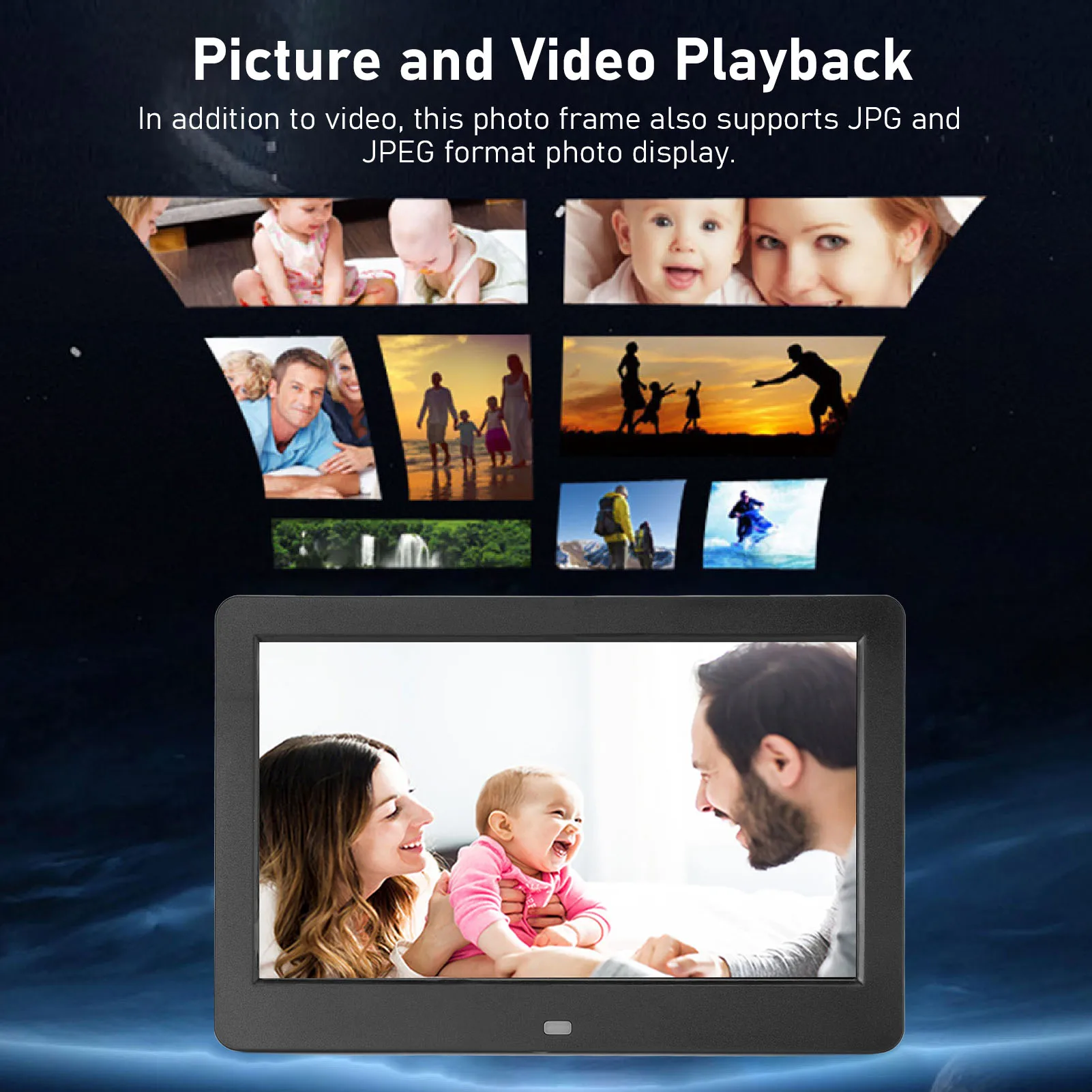 إطار صور رقمي 10 بوصة 1920x1080 إطار صور رقمي قابل للتركيب على الحائط متعدد الوظائف للتحكم عن بعد للفيديو