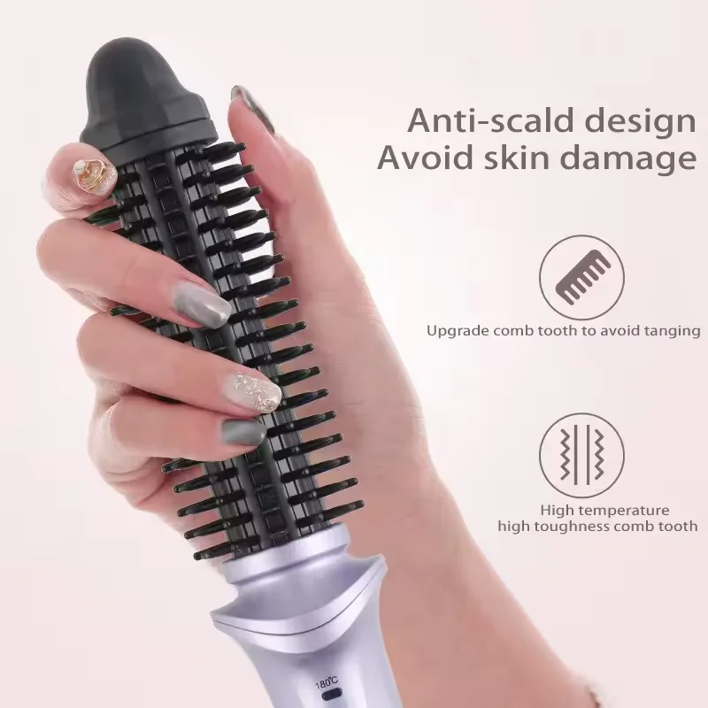 Heated Styling Brush & Round Hair Brush Volumizing Curler 2