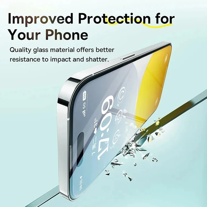 Baseus vidrio templado para iPhone 16 15 14 13 12 11 Pro Max Protector de pantalla HD con Kit de limpieza vidrio antiespionaje a prueba de polvo