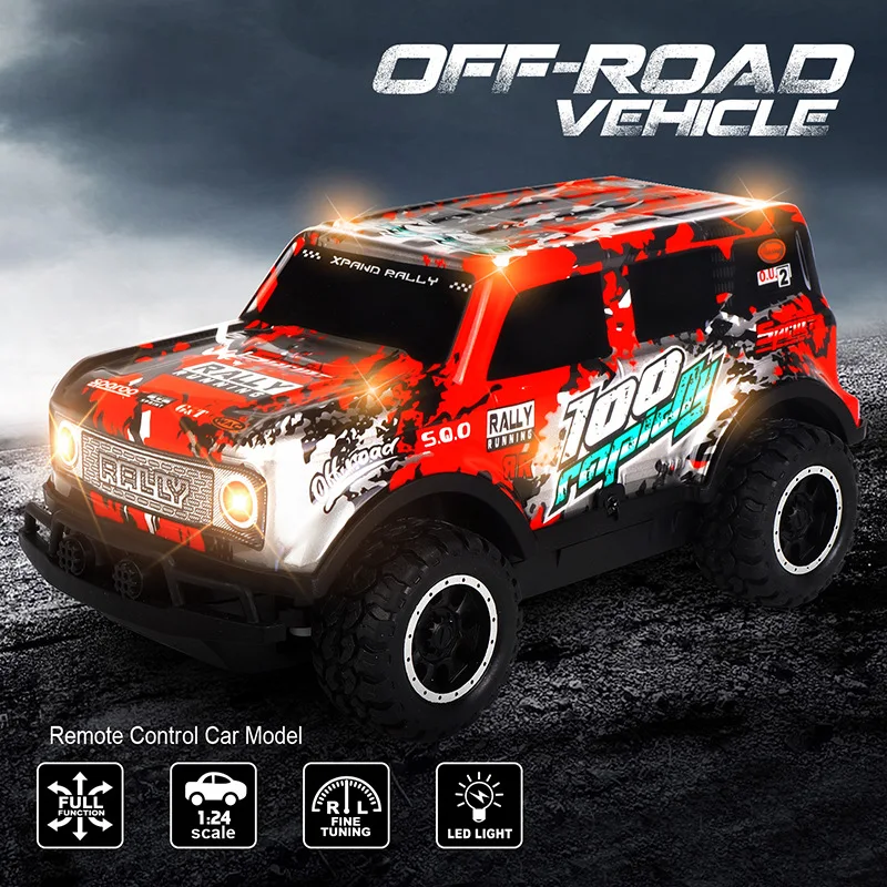 

4WD with RC Cars 1:24 LED Light Radio Remote Control Cart Sports High Speed Trucks Electric Drift Rc Model for Children Toys for