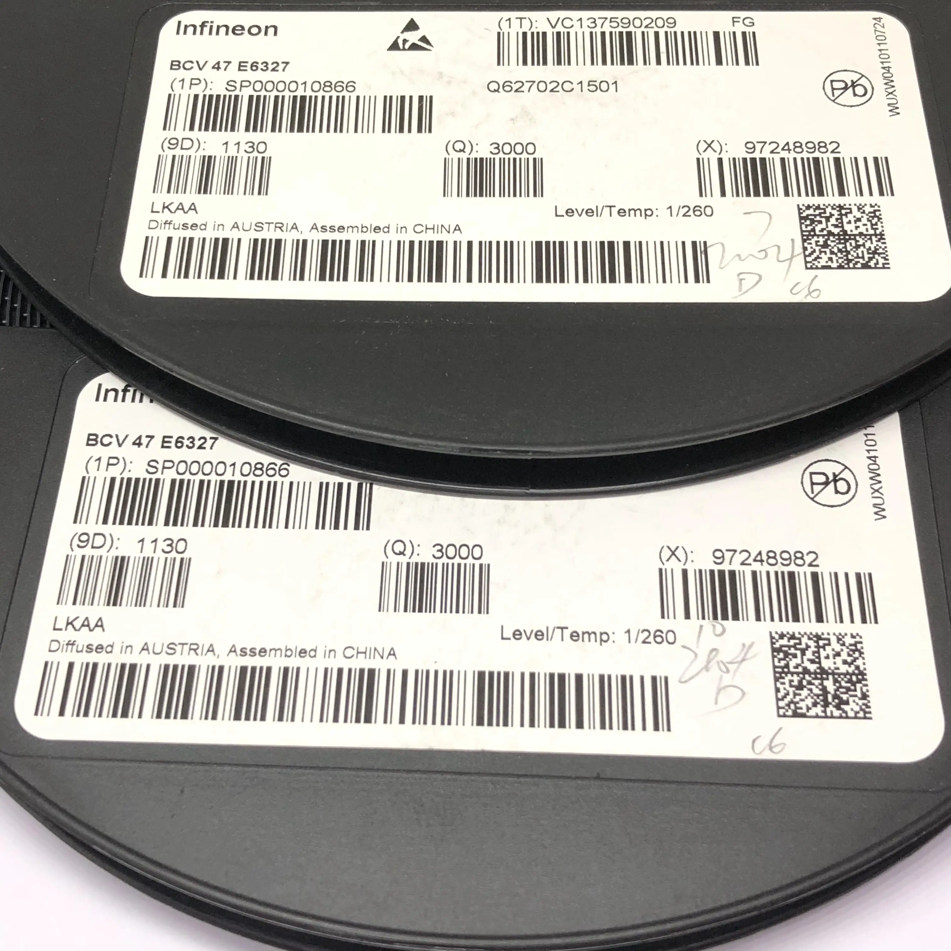 100 Buah/Lot BCV47E6327 BCV47E6327HTSA1 BCV47 PENANDAAN: FGs RANS NPN DARL 60V 0,5A PG-SOT23