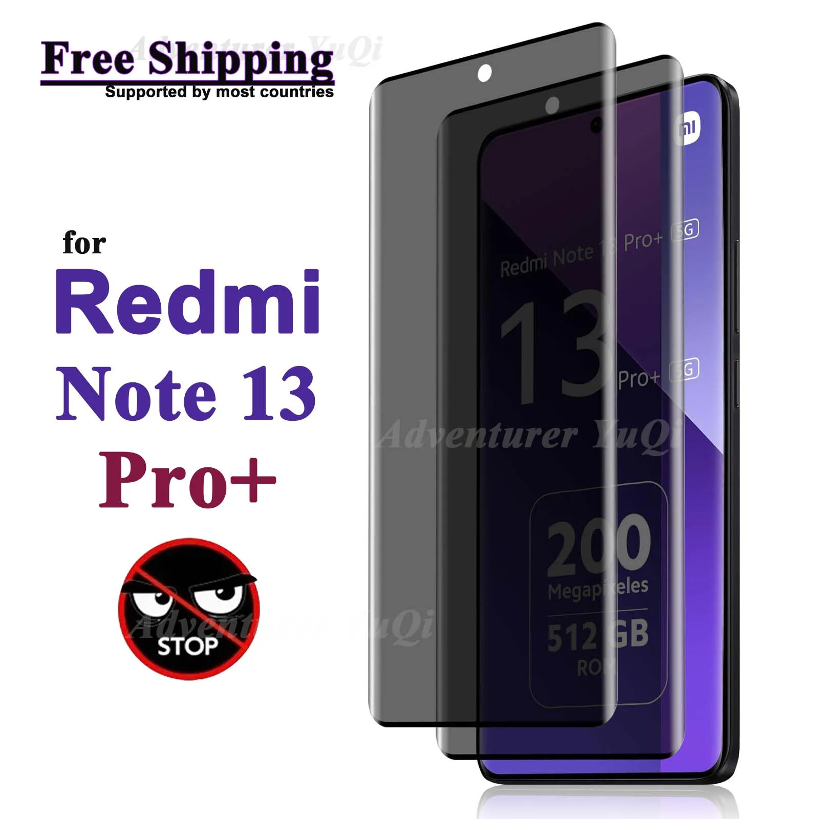 

Anit Spy Screen Protector 3D For Redmi Note 13 Pro Plus Xiaomi Curve Privacy Tempered Glass Anti Peep Scratch High Aluminum