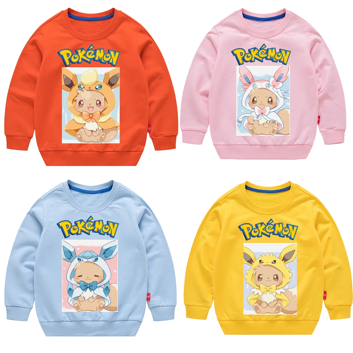 

Одежда для Pokemon Flareon Espeon Sylveon Jolteon Glaceon Leafeon, детская куртка с капюшоном и длинными рукавами в стиле аниме с круглым вырезом