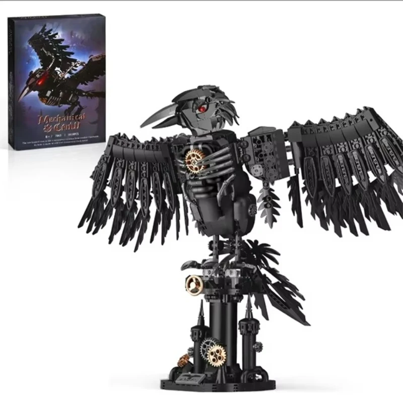 

Mechanical Crow Building Block Kit Adult DIY Assembly Bird Model with Gear Details Creative 3D Puzzle Construction Set