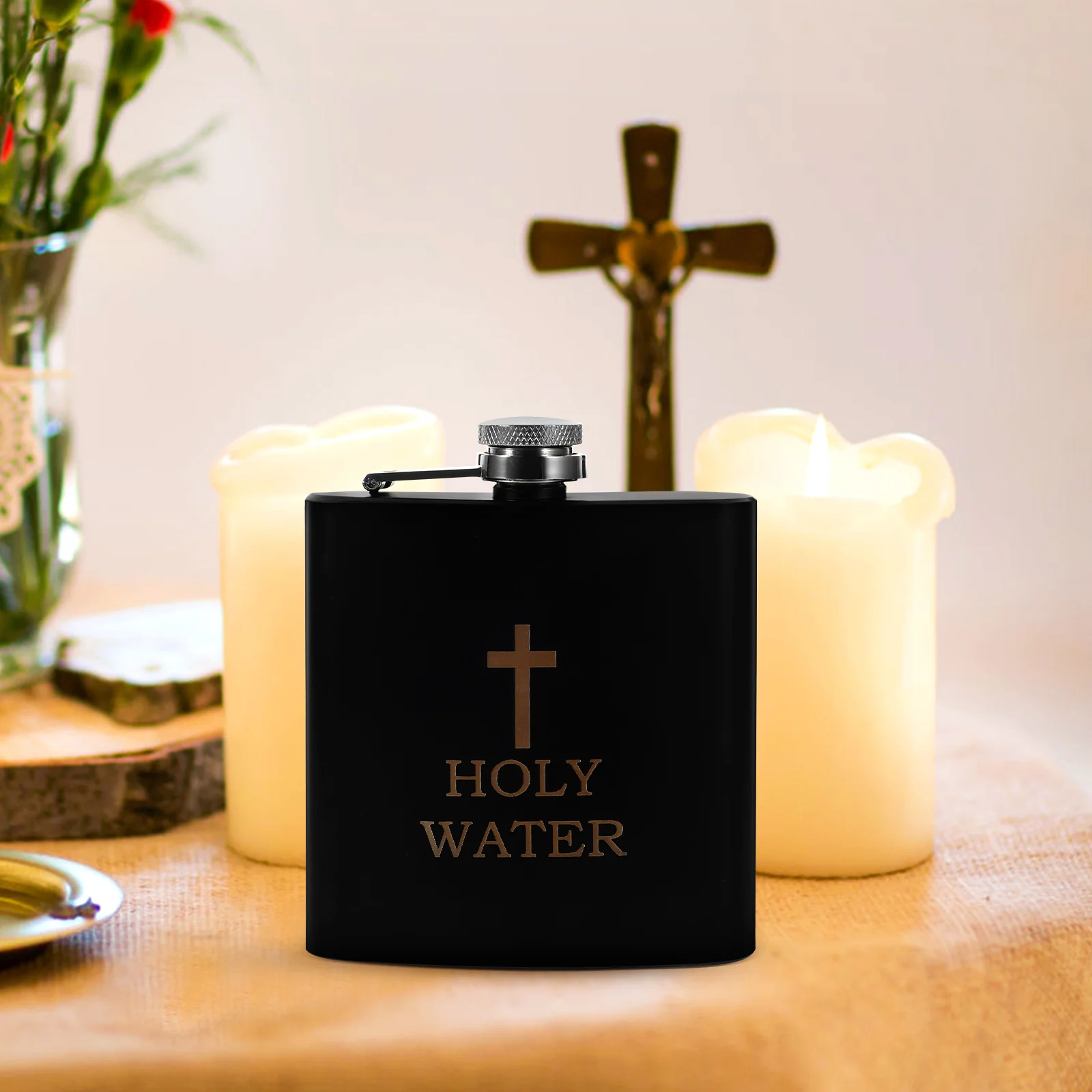 Baptismal Bottle Holy Water Flask Small Waterbottle Pocket Metal Stainless Steel Whiskey Man