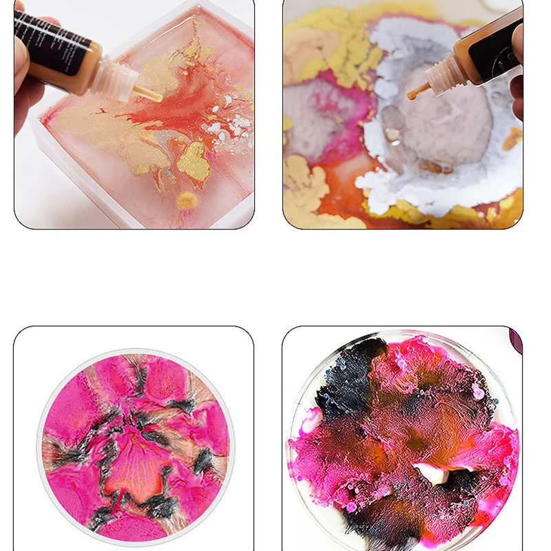 1 Set Art Ink Alcohol Epoxy Resin Pigment Kit Liquid Colorant Dye Diffusion Pigment Epoxy Resin Jewelry Making Crafts Art Dye