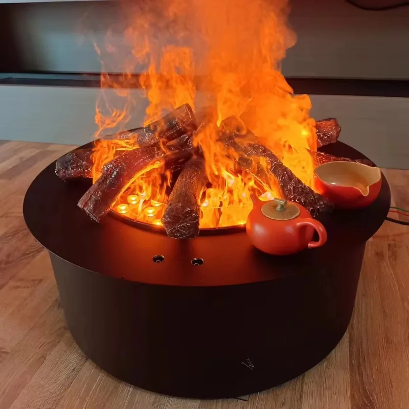 Round Water Vapor Fireplace Customized Size Modern Design For Home Use