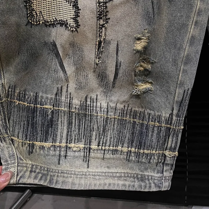 KBQ ضرب اللون شيك التطريز السراويل فضفاضة للنساء عالية الخصر تقسم جيوب تصميم تحسس الانحناء سكين بنطلون أنثى الموضة