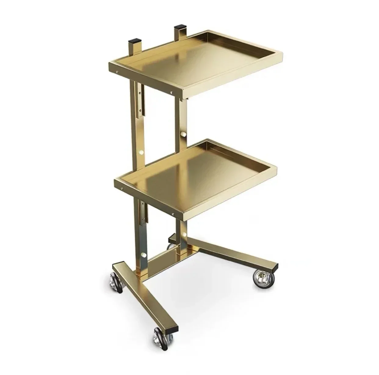 

Stainless Steel Auxiliary Cart with Wheels Beauty Salon Dyeing Trolley Cart Folding Bar Car Barber Shop Double Layer Trolleys