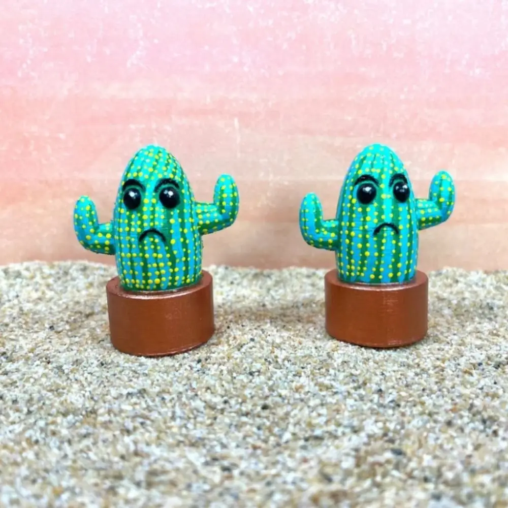 Funny Grievance Face Cactus Pot Figurines Big Eyes Colorful Cactus Miniatures Mini Unique Desktop Cactus Ornaments Desktop