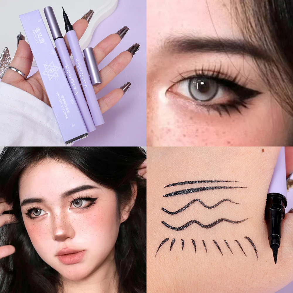 Pensil Eyeliner cair hitam cepat kering, pensil garis mata cair tahan lama sangat halus tahan noda Natural riasan mata