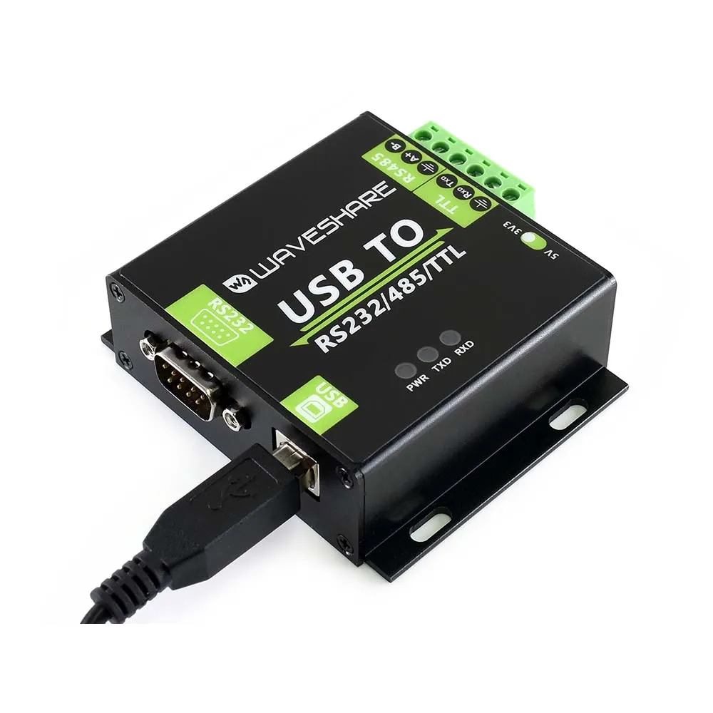 Konwerter USB na RS232/485/TTL Waveshare z wbudowanym FT232RL, przemysłowy konwerter USB na RS232, obsługa Android Windows 11/10/8 — zdjęcie produktu 3