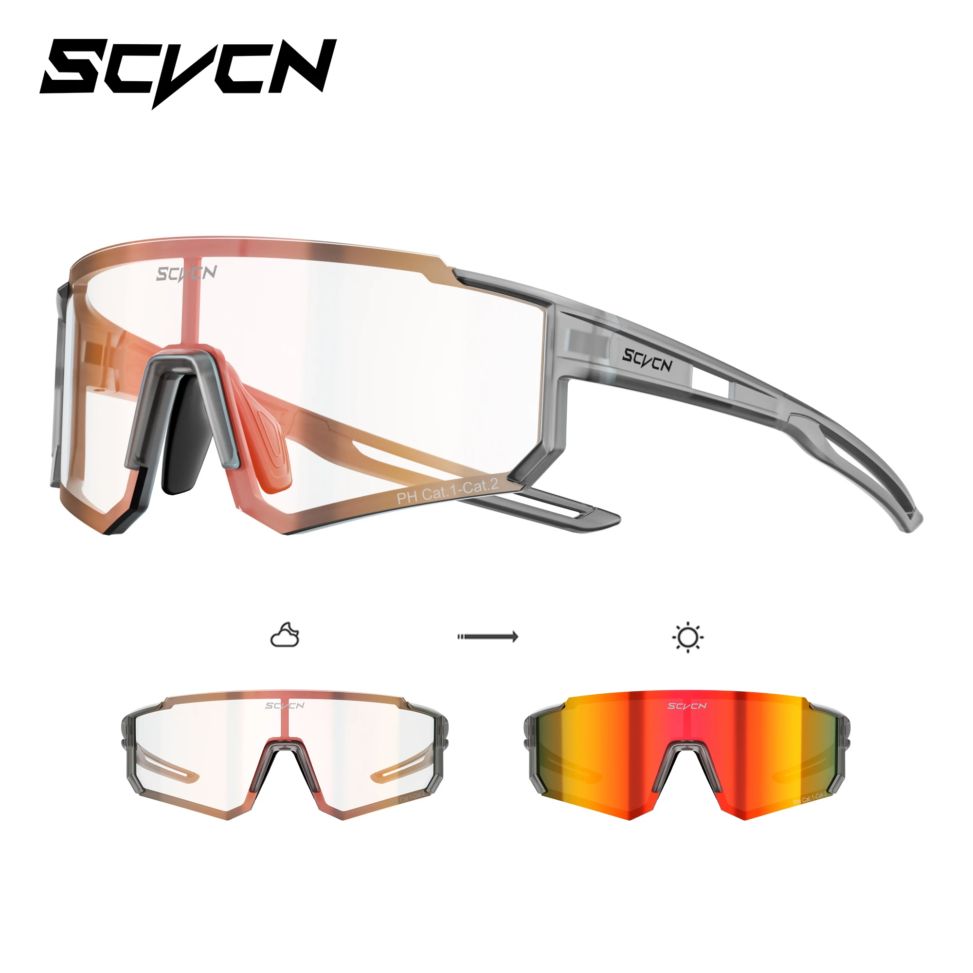 SCVCN Meekleurende Zonnebril Outdoor Sport Fiets Fietsen Bril Man MTB Klimmen Bril Vrouwen Rijden Fiets Brillen Nieuw