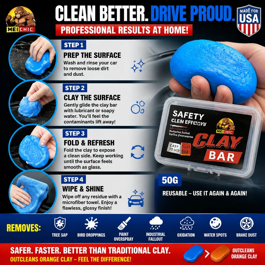 Magic Auto Clay Bar - Pro Eliminates Tar, Bird Droppings, Resin & Overspray | Mild Paint Protection (No Scratches), Universal fo