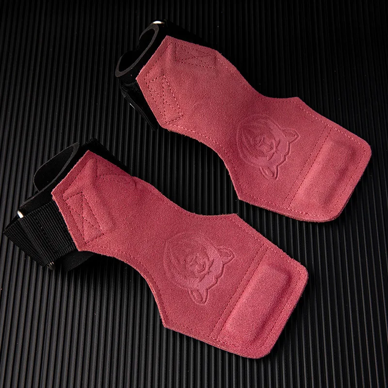 Sarung Tangan Gym Pelindung Telapak Tangan Pengangkat Kulit Asli Peralatan Angkat Berat Kulit Sapi Motif Beruang Penopang Pergelangan Tangan