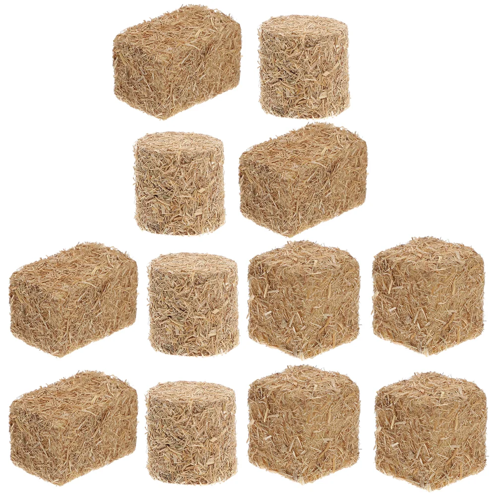 12 Pcs Animal Scene Adornment Yard Haystack Bales Model Decorate DIY Sand Table Garden Decorations Miniature Prop Child