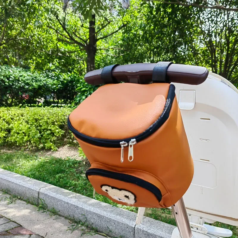 Baby Stroller Hanging Bag Pram Universal Accessories Baby Walking Car Waterproof Storage Leather Bag Umbrella Cart Bags