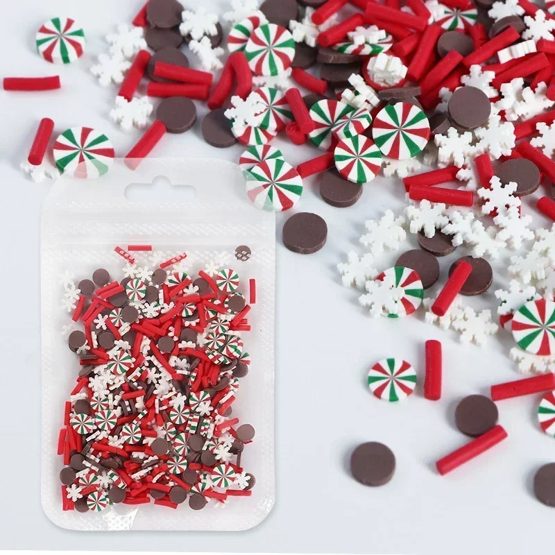 10G Mix Christmas Decoration Nail Art Charms Snowflake Polymer Soft Clay Slice Manicure Flake Nails Supplies Kawaii Accessories