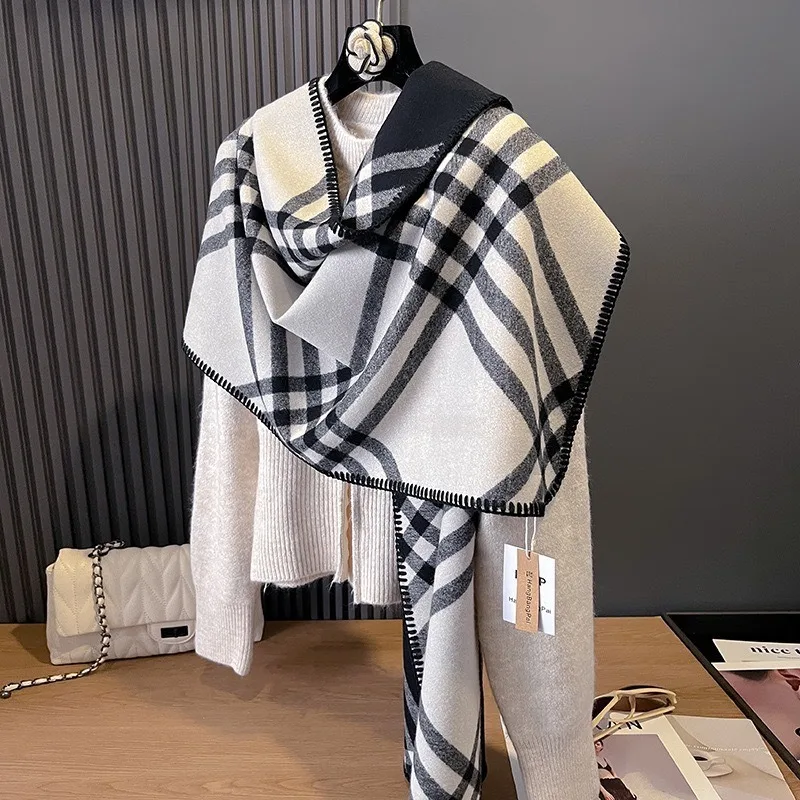 

Scarf women's wool big brand star cashmere new shawl high-end quality double-sided long scarf