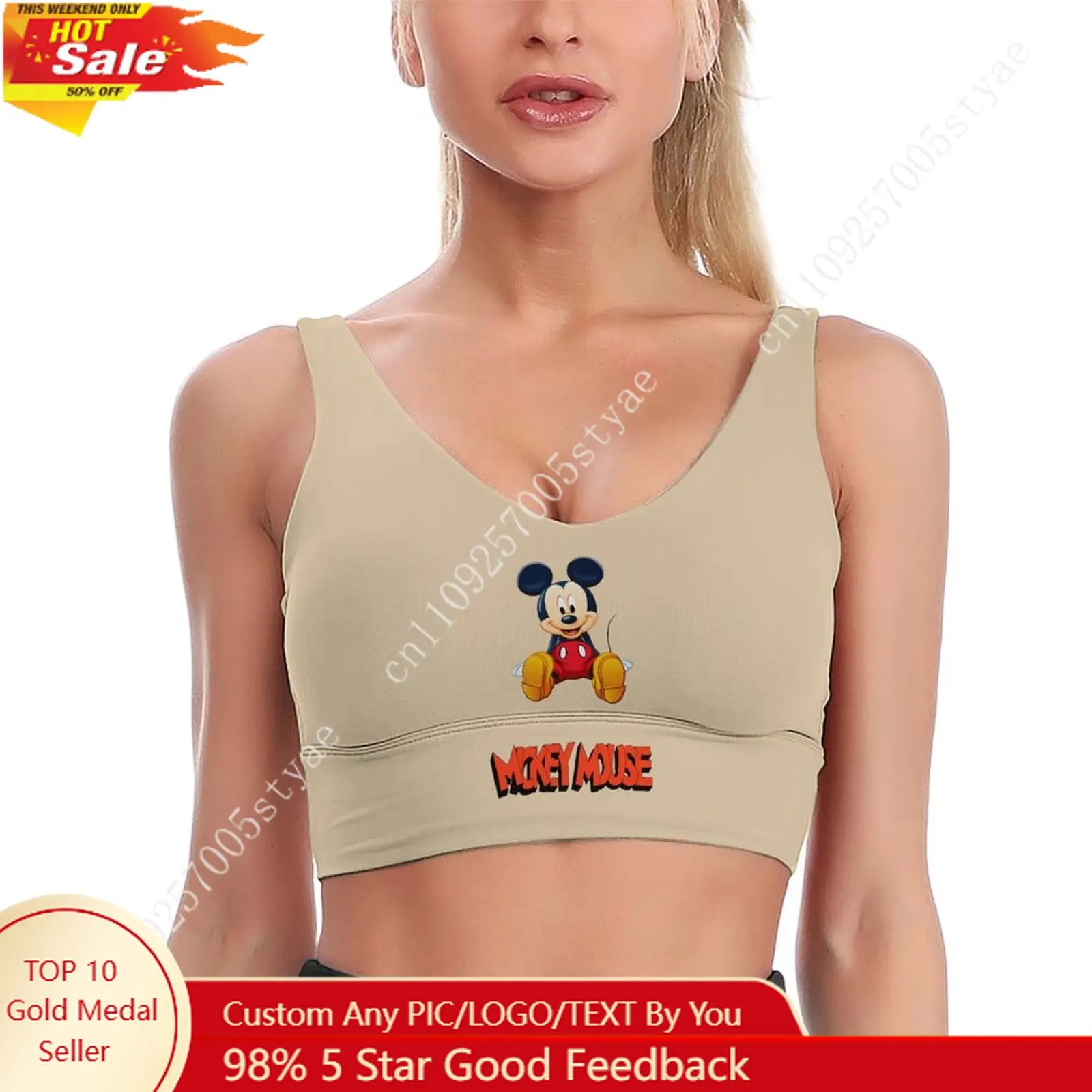 

Mickey Mouse Sports Bra Disney Character Custom Breathable Underwear Running Fitness Push Up Bra Fresh Fashionable Gifts