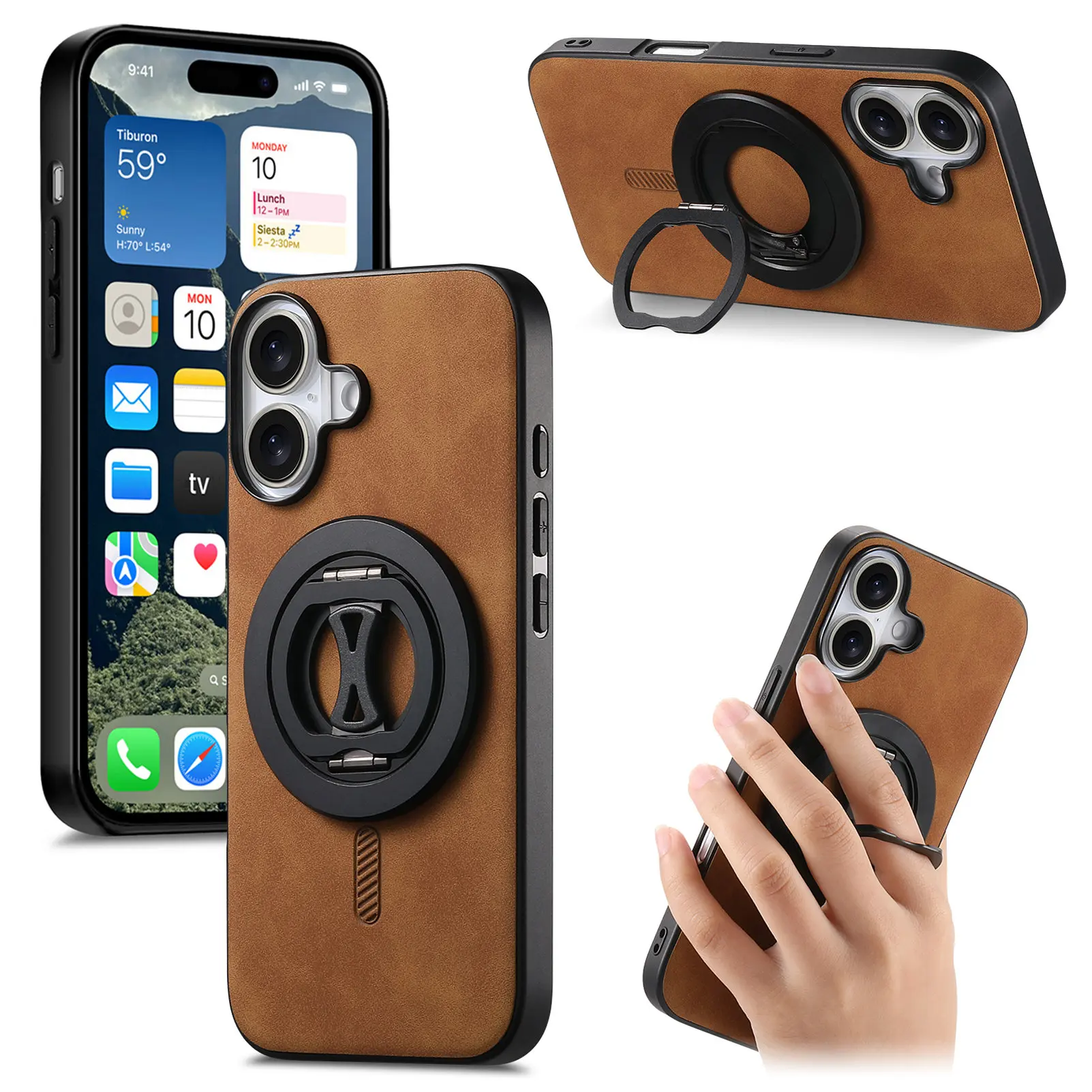 

Circular Ring Holder Case For VIVO Y200 X100 V29 Pro 5G Magnetic Suction Leather Multi Angle Bracket Phone Cover Funda