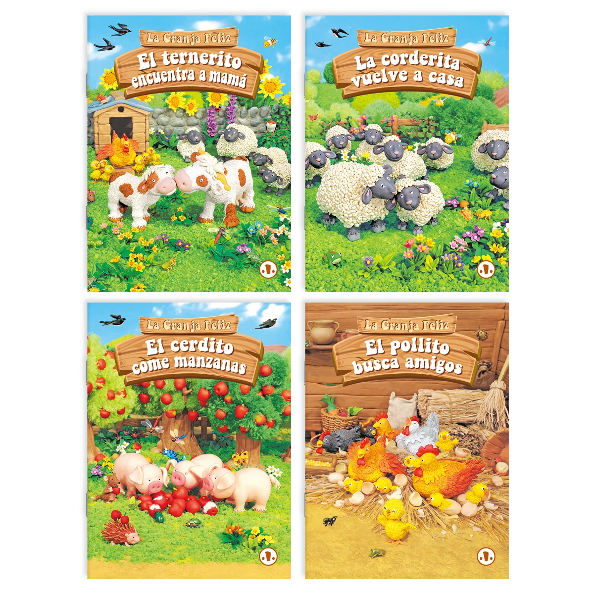 مجموعة واحدة من 4 كتب قصص إسبانية للأطفال سلسلة المزرعة السعيدة تعزز مهارات القراءة للأطفال كتب الطفولة المبكرة هدايا #2