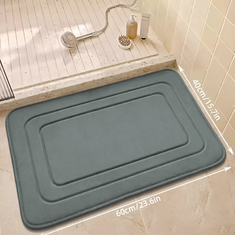 1Pc Bathroom Non-Slip Absorbent Floor Mat, Thick Coral Fleece Quick-Dry Foot Mat, Paisley Pattern Embossed Design, Suitable for Hotels, Guesthouses, and Home Use, Anti-Slip and Dirt-Resistant Carpet for Bathroom Shower Area