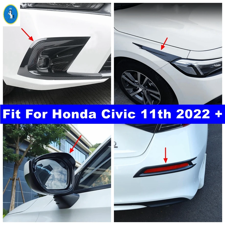 

ABS Front Rear Fog Lights Rearview Mirror Rain Eyebrow Cover Trim For Honda Civic 11th 2022 2023 2024 Carbon Fiber Accessories