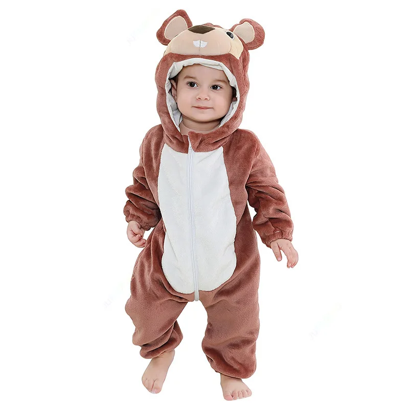 Children's Day Brown Mouse spring autumn Baby Rompers Clothes Costume Flannel Bodysuits Pajamas Animals Overall Jumpsuit Girl Bo