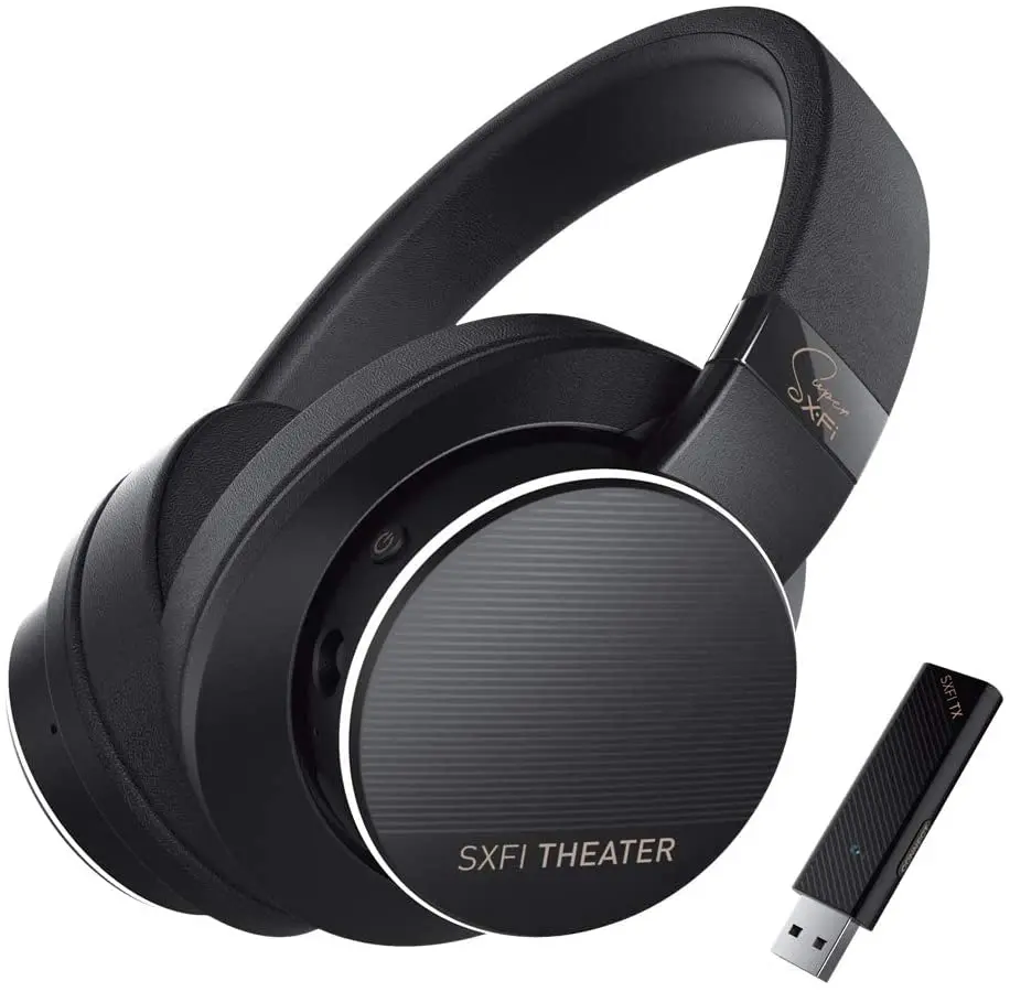 Creative SXFI Theater 2.4 GHz Low-Latency Wireless USB Headphones with Super X-Fi, 50mm Drivers, Up to 30 Hours of Battery Life,