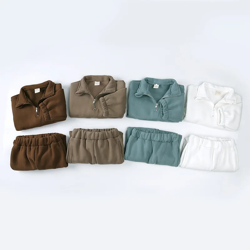 

New Winter Warm Children's clothing Sets Kids Girls Fleece Outfits Boys Clothes Baby Sport Hoodied and Pants Toddler Tracksuit