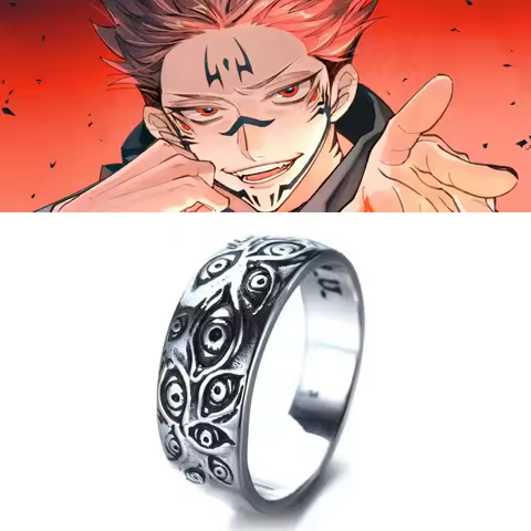 Anime Jujutsu Kaisen Rings Ryomen Sukuna Cosplay Black Dead Eye Unisex Ring Prop Jewelry Gift Accessories Decoration Wholesale