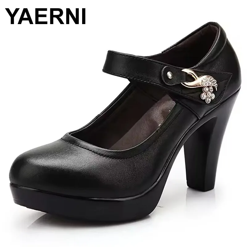 

Женские кожаные туфли высокого качества на высоком каблуке и платформе с круглым носком 32, 33, 43, элегантные и модные туфли черного, белого цвета