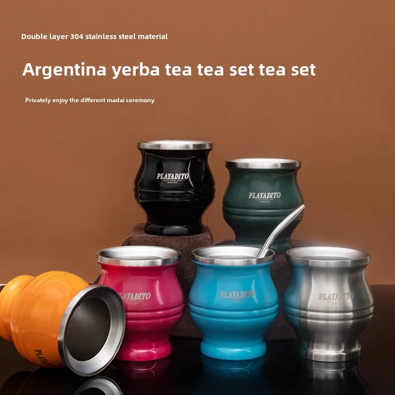 Argentina Yerba Mate Cup Massey Same Style  Triquetrous Tadehagi Herb  Tea Set