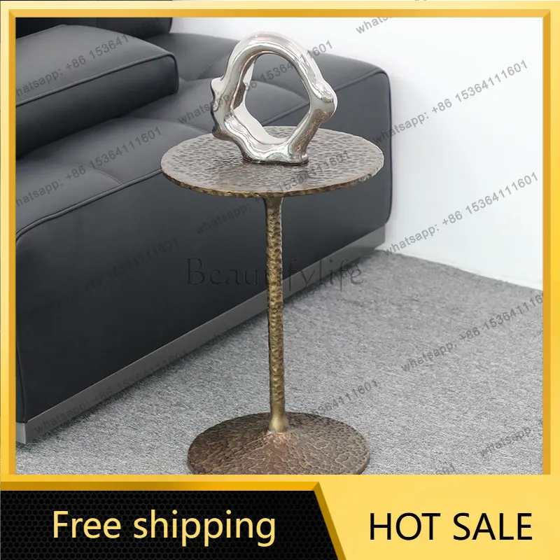 Zj. Minimalist side table designer creative light luxury living room sofa coffee table bedside corner table
