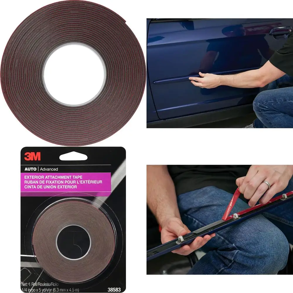 

Exterior Attachment Tape, Ideal for Moldings, Emblems and Trim, 1/4 in width x 5 yards in length, 1 roll