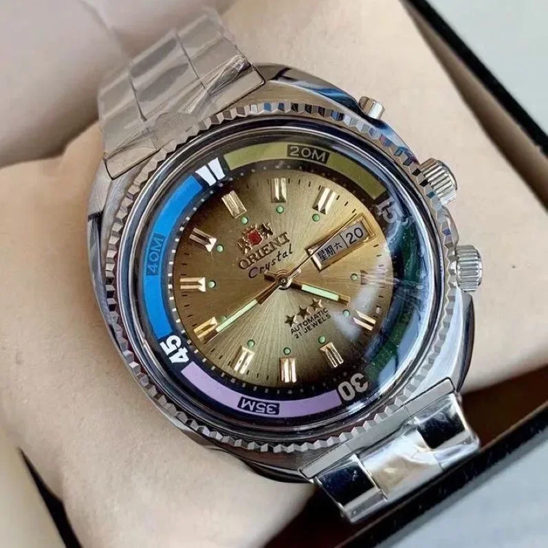 118A Store Oriental Watch Collection Automatic Mechanical Unisex Japanese Movement Full Function Steel Strap Rotatable Dial