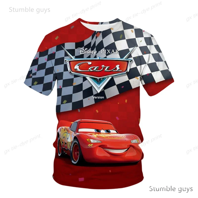 Summer Kids Lightning McQueen T-Shirt Cars Movie Theme Short Sleeve Lightweight Soft Cartton Casual Tops For Boys And Girls
