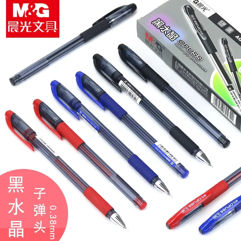 

3/6/12 шт. M&G черная гелевая ручка с кристаллами AGP63201 0,38 мм синяя, черная, красная гелевая ручка гладкая тонкая финансовая гелевая ручка