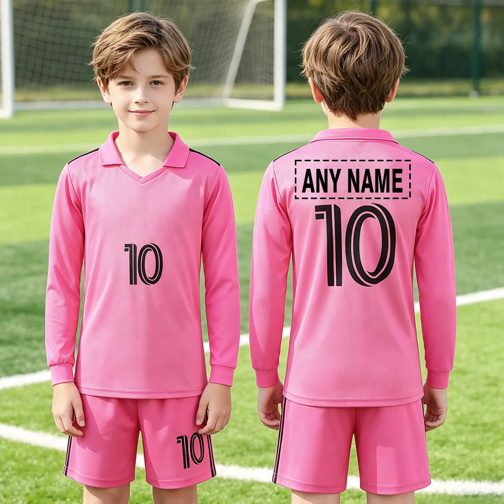 Children's Sports Football Kit Quick Dry Casual Training Uniform Set with Personalized Name Customization Fixed Number 10